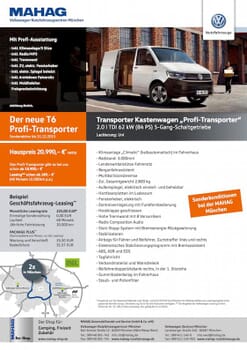 Sonderaktion Geschäftsfahrzeug-Leasing Volkswagen Transporter